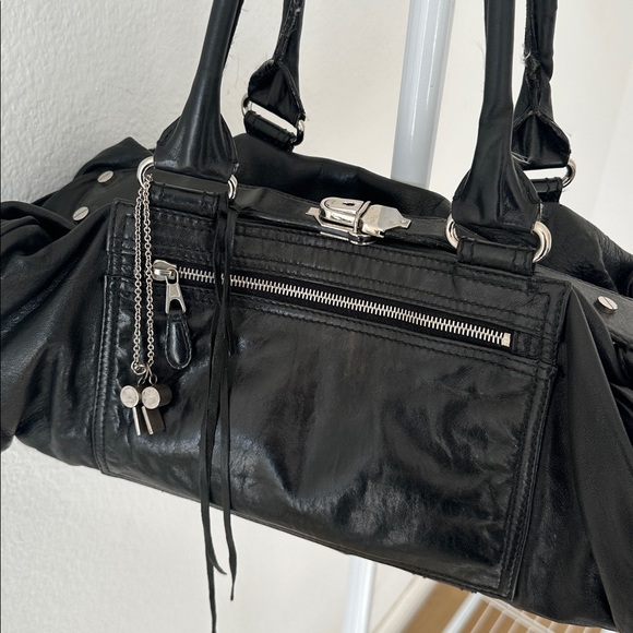 BALENCIAGA Vintage Whistle Satchel Black Leather Handbag - Picture 2 of 9